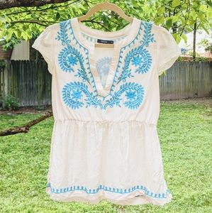 *NWOT*Anthropologie'Theme' Embroidered Silk Blouse